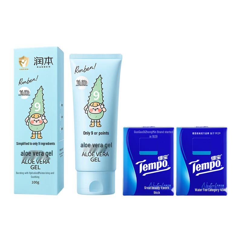 Tempo Pocket Tissues (2 Packs) with Aloe Vera Gel (100g)