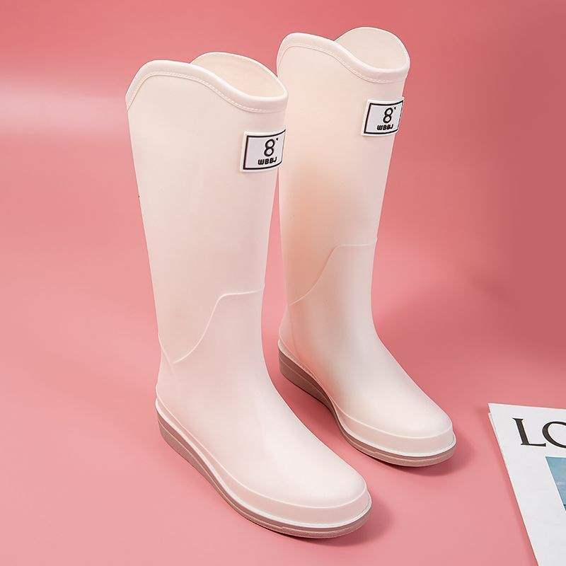 Fashion rain shoes women rain boots boots autumn and winter long tube rain shoes round head kitchen waterproof and non-slip ins wind