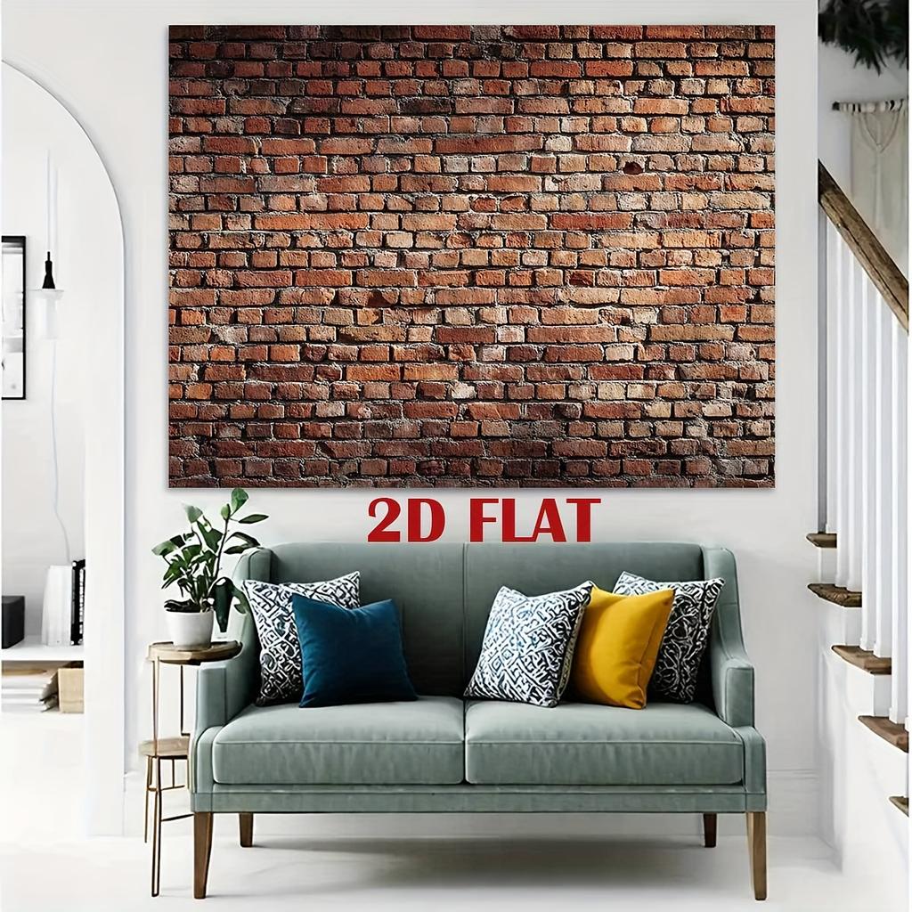 1pc Retro Industrial Red Brick Wall Background - Realistic Brick Texture Background Banner Birthday Party Decoration