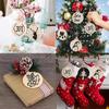 20Pcs Christmas Wooden Baubles Round Wood Slices Wood Disc Hanging Ornaments Baubles for DIY Crafts Christmas Tree Decoration