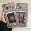 One-eyed Monster Card Insert Transparent Gray Phone Case for iPhone 13/14/15, Suitable for XR, 11/12 Pro, XS Max. Ideal for Women.