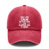 [Washed Baseball Cap] Letter "I MAY LOOK CALM BUT IN MY HEAD I'VE SLAPPED YOU 3 TIMES" Print Adjustable Curved Brim Hat, Unisex Lightweight Casual