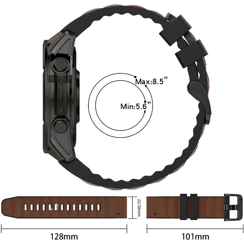 QuickFit 22/26mm Strap for Garmin Epix Pro/fenix 8 7 7X Pro Leather Silicone Watchband Forerunner 965 970 Enduro 3 Sport Bracele