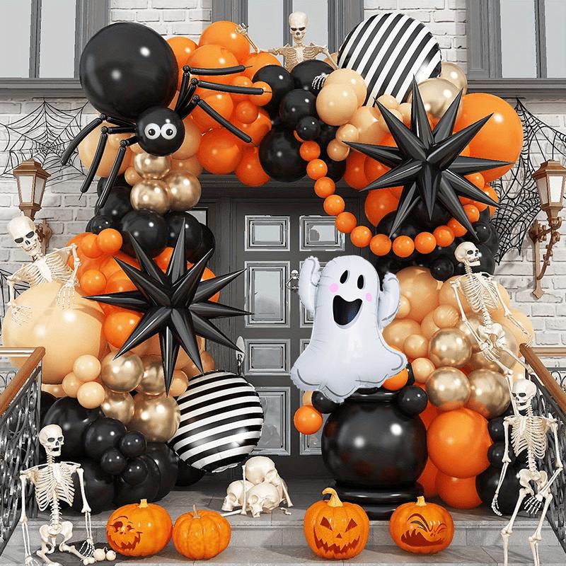 1set Terrifying Halloween Theme Balloon Garland Arch Kit Exploding Stars Black Orange Ghost Balloon Halloween Party Supplies