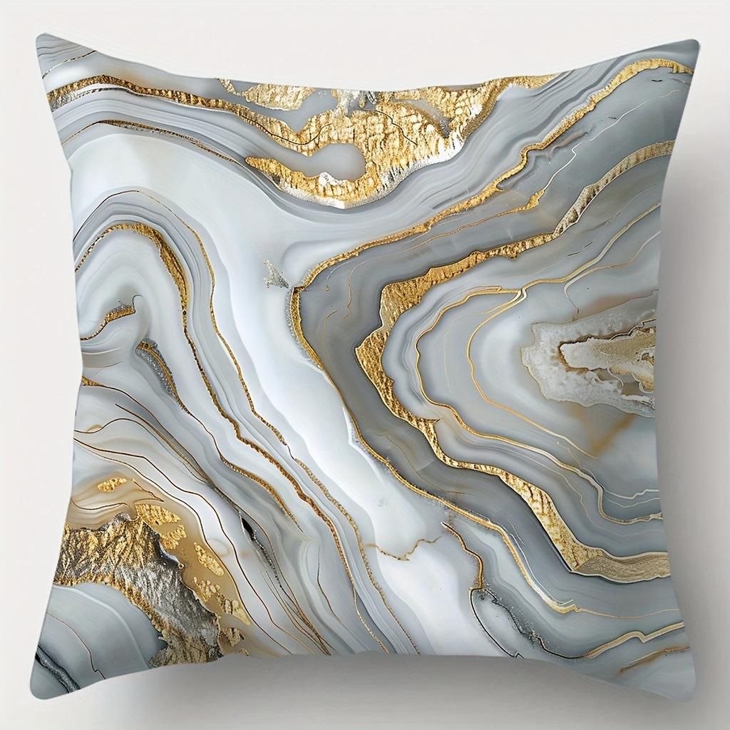 White gray gold geometric pattern cushion cover home decoration pillowcase bedroom living room polyester cushion cover