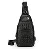 Men's Retro Crocodile Pattern Chest Bag - Large Capacity European and American Style Crossbody & Shoulder Bag.