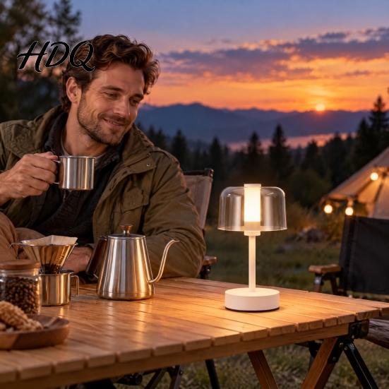 Outdoor Dining Table Light Cordless LED Lamp Portable Rechargeable Desk with Handle Stepless Dimming Nightstand Lamp Touch Control Modern Minimalist
