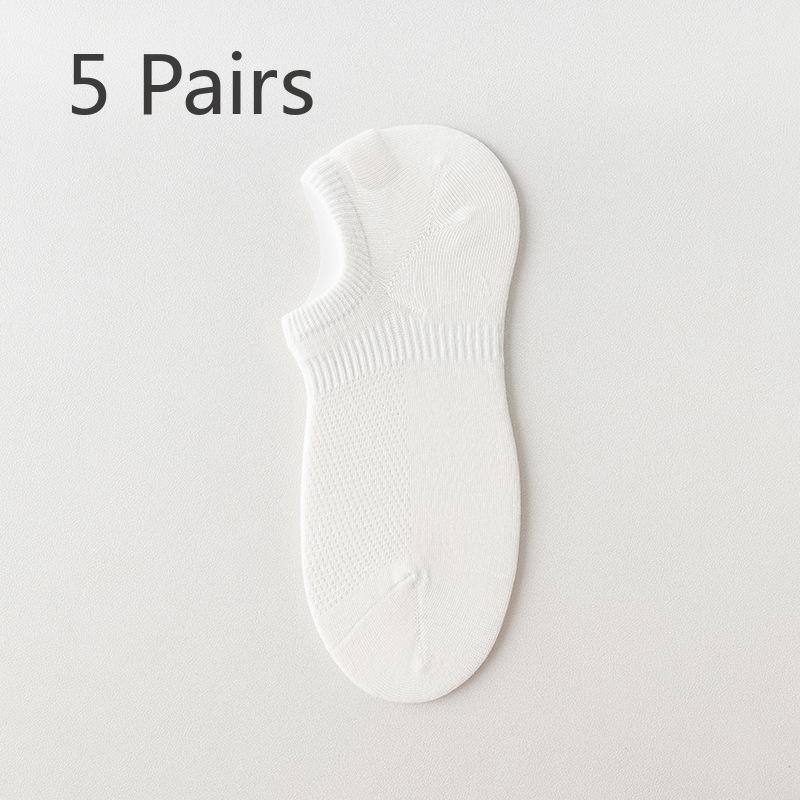 5 Pairs of Men's Summer Thin Mesh Breathable Silicone Non Slip Invisible Socks