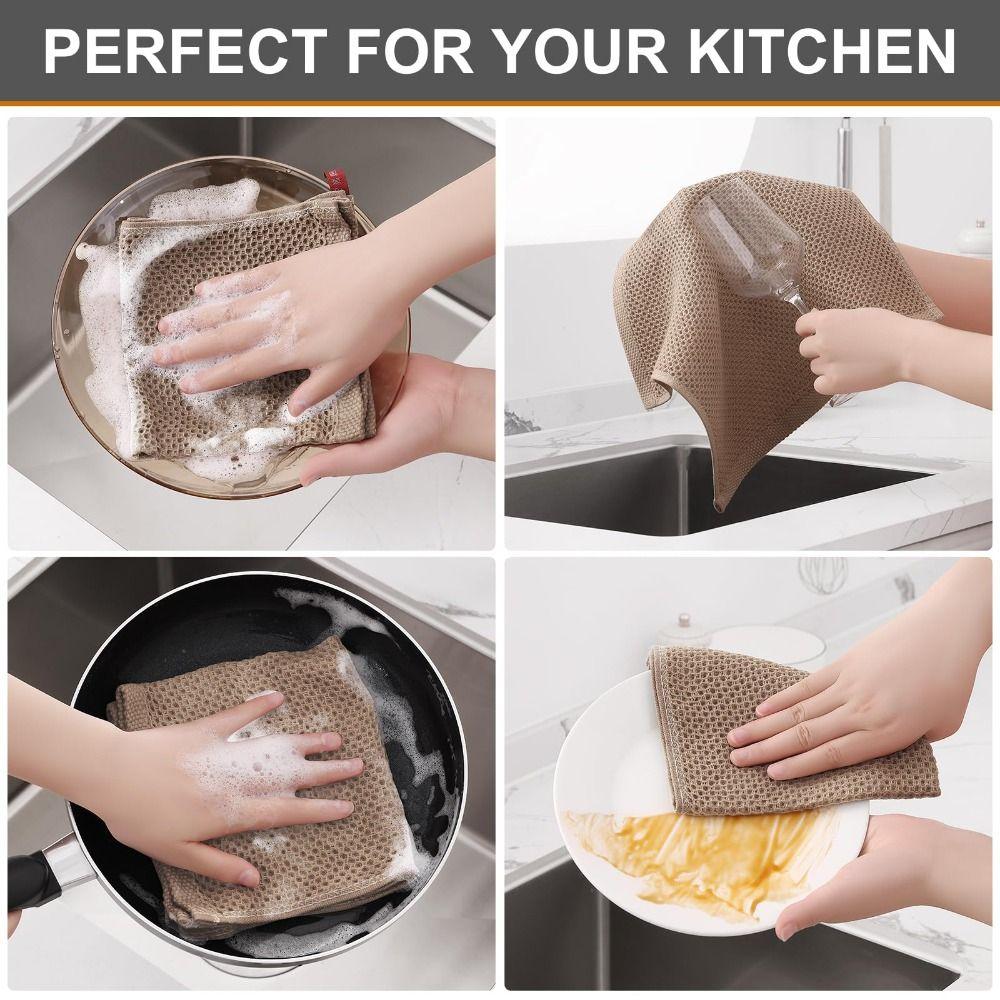 Weiche und saugfähige Baumwoll-Geschirrtücher Schnell trocknend 12 x 12 Zoll Lappen Waffelmuster Handtücher Küche