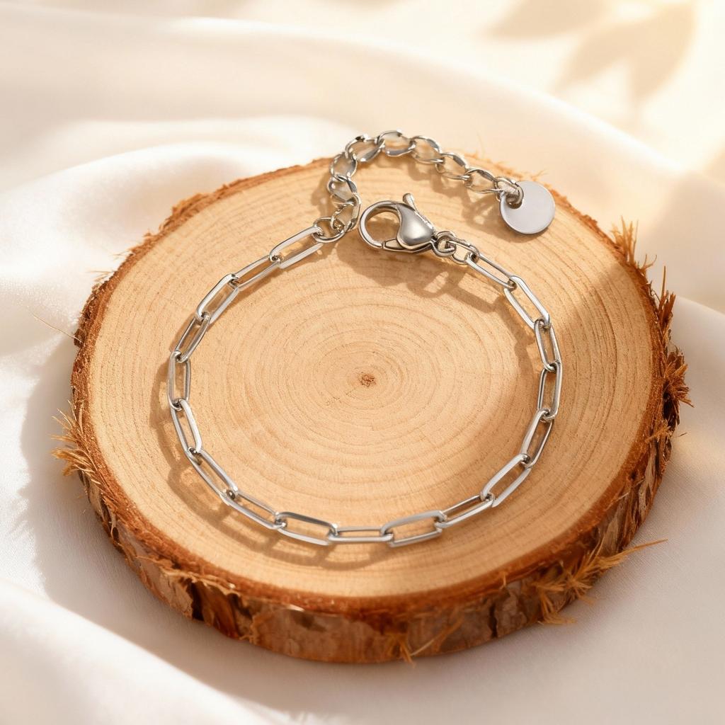 Fashion Link Chain Bracelet for Baby,Never Fade Stainless Steel Adjustable Wristband,Minimalist Hip Hop Jewelry Gift