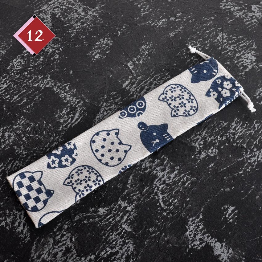 1pc Portable Utensil Pouch Japanese Drawstring Bag for Straw Spoon Chopstick Travel Cutlery Organizer Lightweight