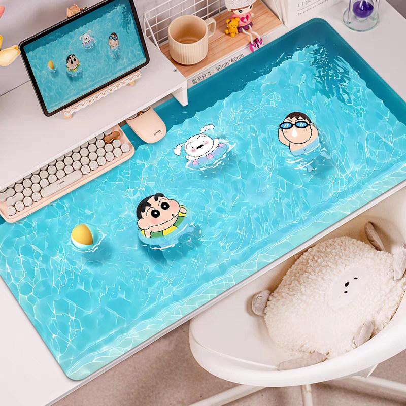 Nieuwe Leuke Crayon Shinchan Antislip Leer Muismat Extra Grote Bureau Mat Leuke Kantoor Toetsenbord Mat Schrijftafel Mat voor Meisjes