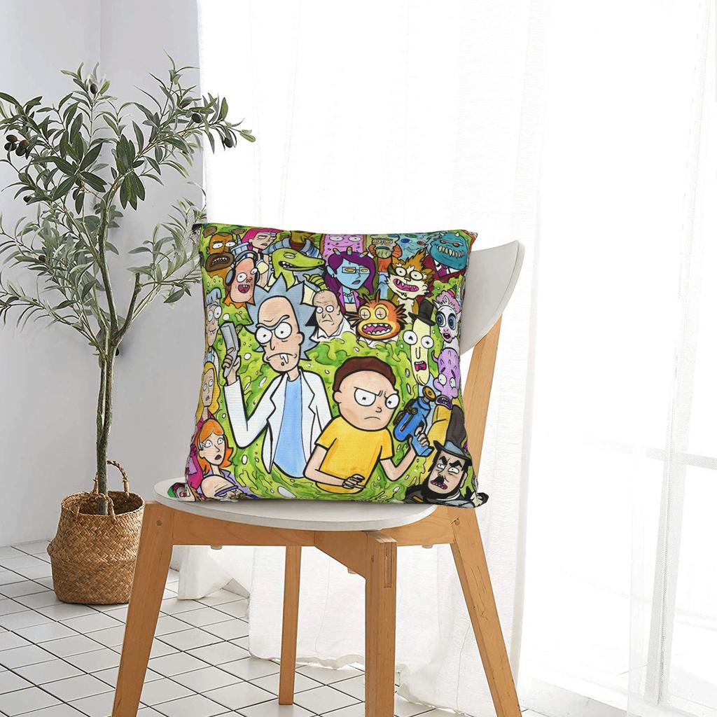 Ricked and Mortys Pillow Case  Comfy Pillow Cover For Office Car Home Decor Novelty Cushion Cover