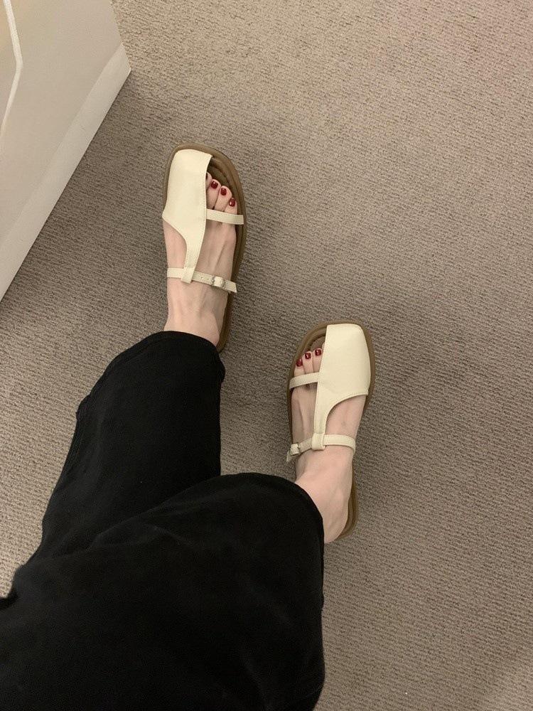 

Нишевый дизайн, чувство полого баотоу, полушлепанцы, женская летняя обувь 2025, новая, для морского отдыха, пляжная обувь 35 бежевый