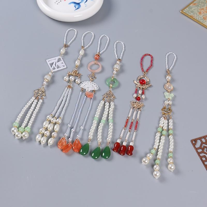 Chinese Style Brooch for Traditional Clothing Handmade Cheongsam Pendant with Long Fringes Waist Hanging Ornament