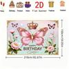 2D Pink Blue Butterfly Birthday Backdrop for Girls Princess Themed Photo Booth Background