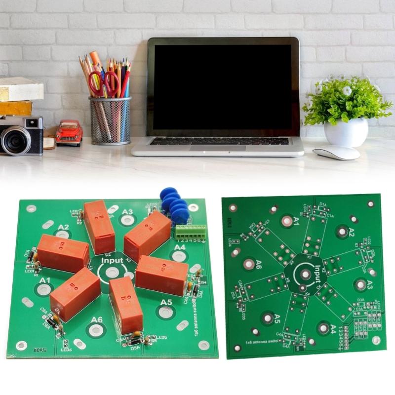 6 1 Coax Remote Antennas Switchs Kit DIY Project For Radio Shortwave 1.8MHz To 60MHz 6 Channel SO 239 Connector PCBs Board