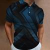 Modern geometric print short-sleeve polo shirt, casual and versatile for daily wear.