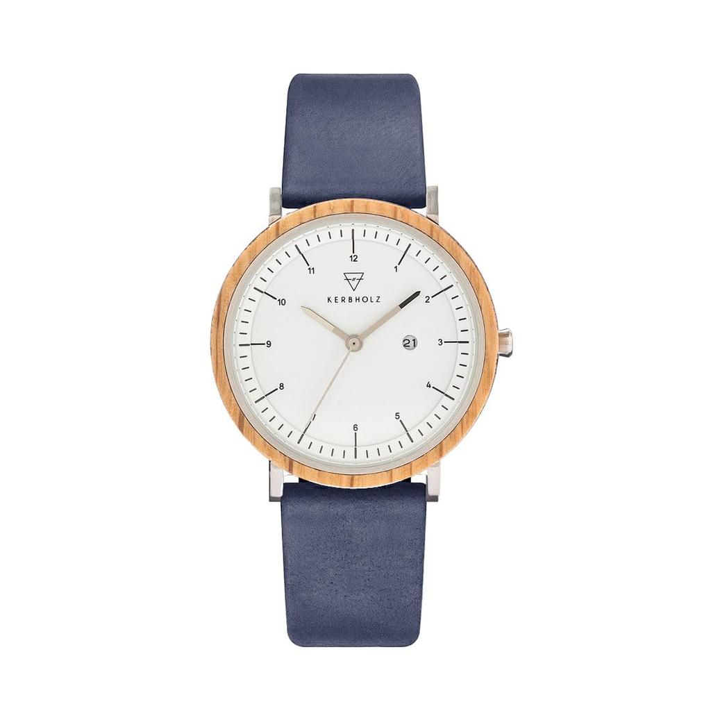 Kabholz Amelie Oak Navy Wooden German Water Officially Navy Watch, Design, Resistant, Imported, WAME0621, Men's