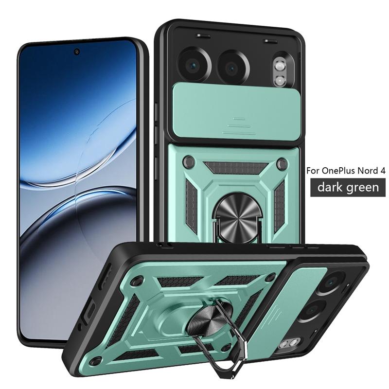 

For Oneplus Nord 4 5G Case Magnetic Metal Ring Holder Armor Cases for One Plus 1+ Nord4 Nord 4 Slide Lens Protect Cover For Oneplus Nord 4 зелений