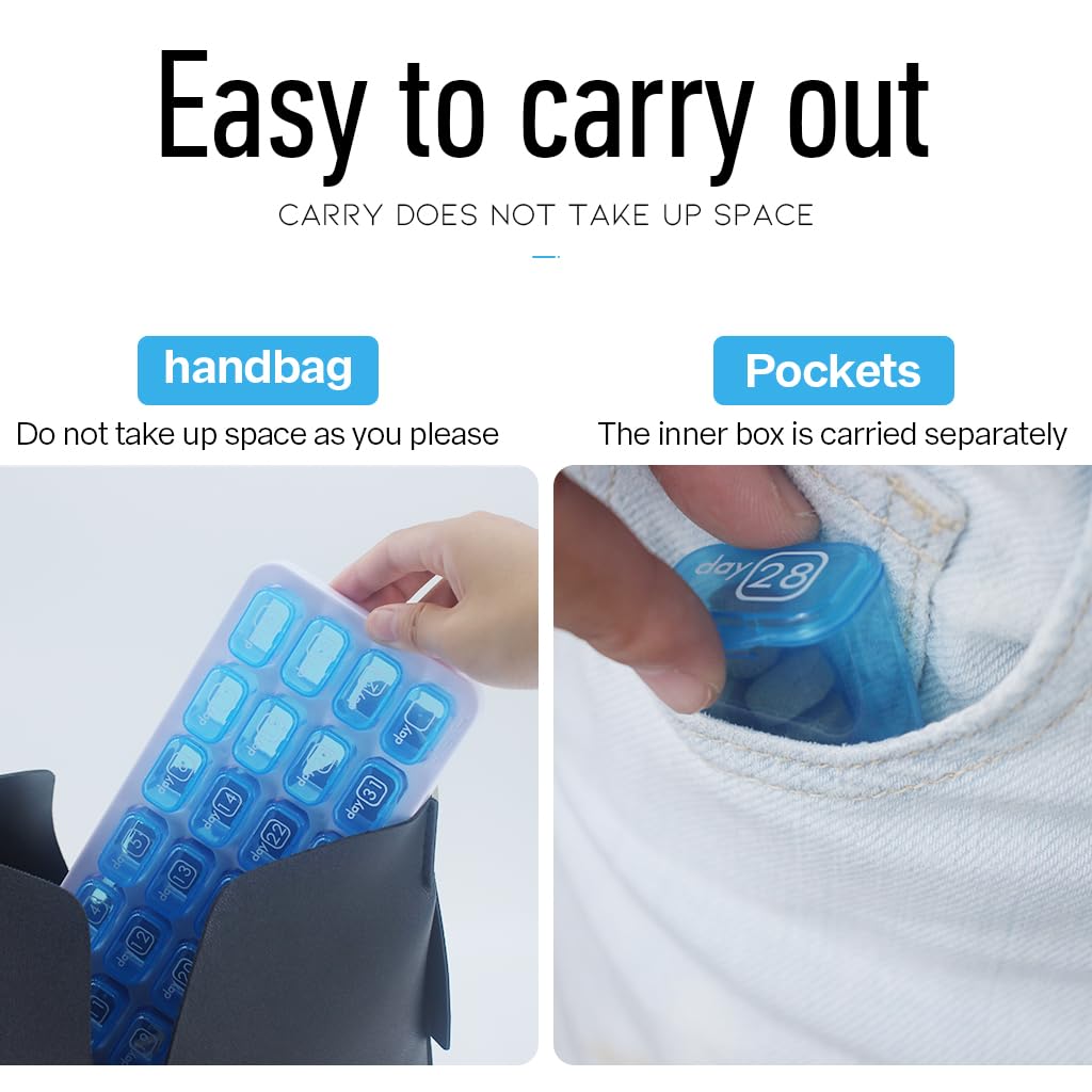Monthly Pill Organizer 31 Day Pill Organizer Large Removable Medication Portable Case Box Holder Daily Medicine Vitamins  Travel