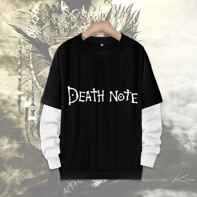Stampa Anime Death Note Nero/Grigio S-3XL Casual Manica Lunga