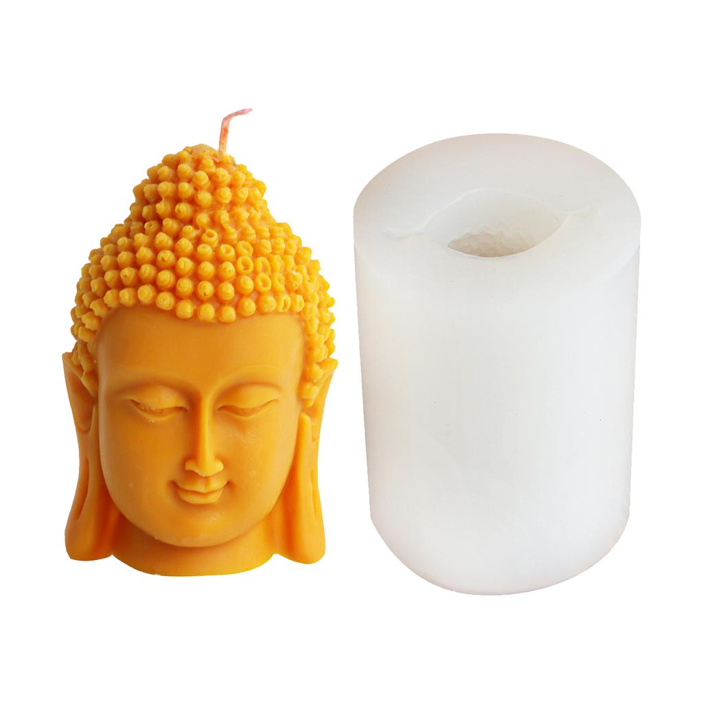 3D Buddha Head Candle Mold Silicone Meditation Buddha Head Shaped Mold Candle Creative Candle Making Silicone Moulds