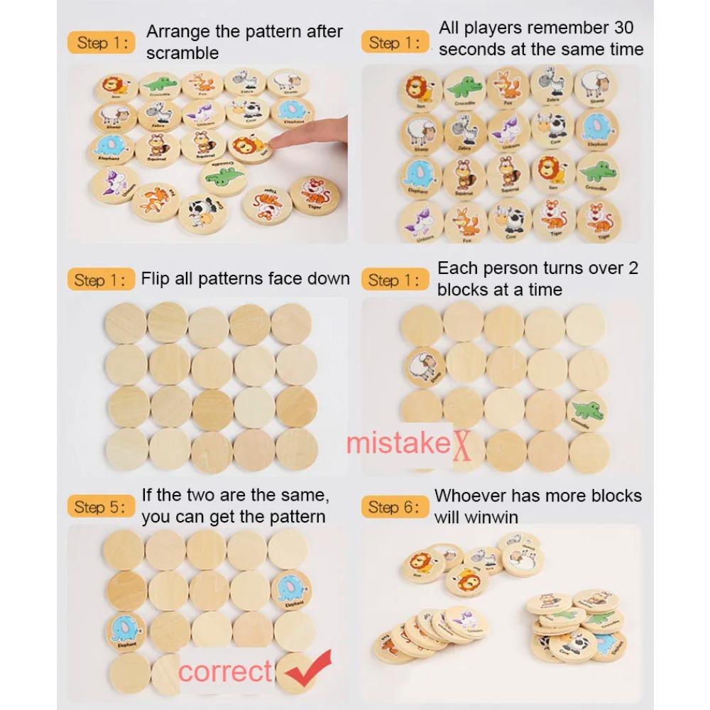 Find The Same Pattern Puzzle Game Baby Wooden Educational Toys for Children Kids Cartoon Memory Chess Logic Thinking Training