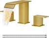 Bathroom Waterfall 3 Holes Basin Faucet, 2 Handles Cold Hot Water Mixers Sink Taps Black Chrome Brushed Gold