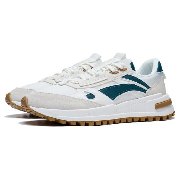 Li Ning Cheng Feng 2.0 Fabric Synthetic Leather Non-Slip Wear-Resistant Low-Top Sports Casual Shoes Men Sneakers White Green Brown AGCT155-1