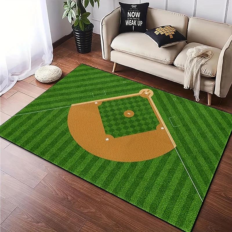 

Modern Baseball Field Pattern Area Rugs Green Carpet Anti-slip Mat Suitable Living Room Kitchen Bedroom Laundry Room Home Decor 40x60cm