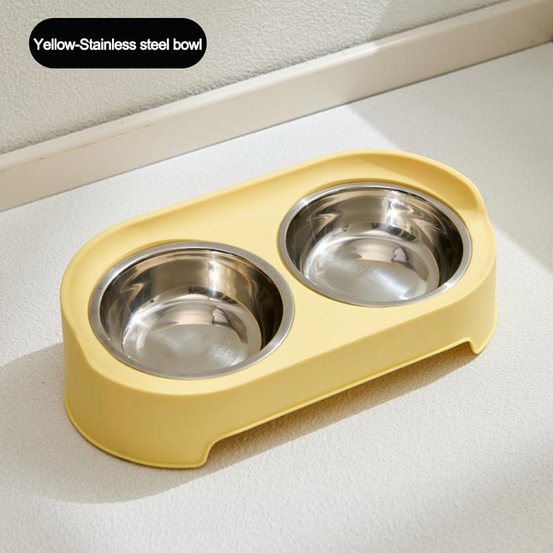 Elevated Pet Dog Cat Bowl Feeder Raised Stand with Double Stainless Steel Food Water Bowls For Small Medium Large Dogs Cats