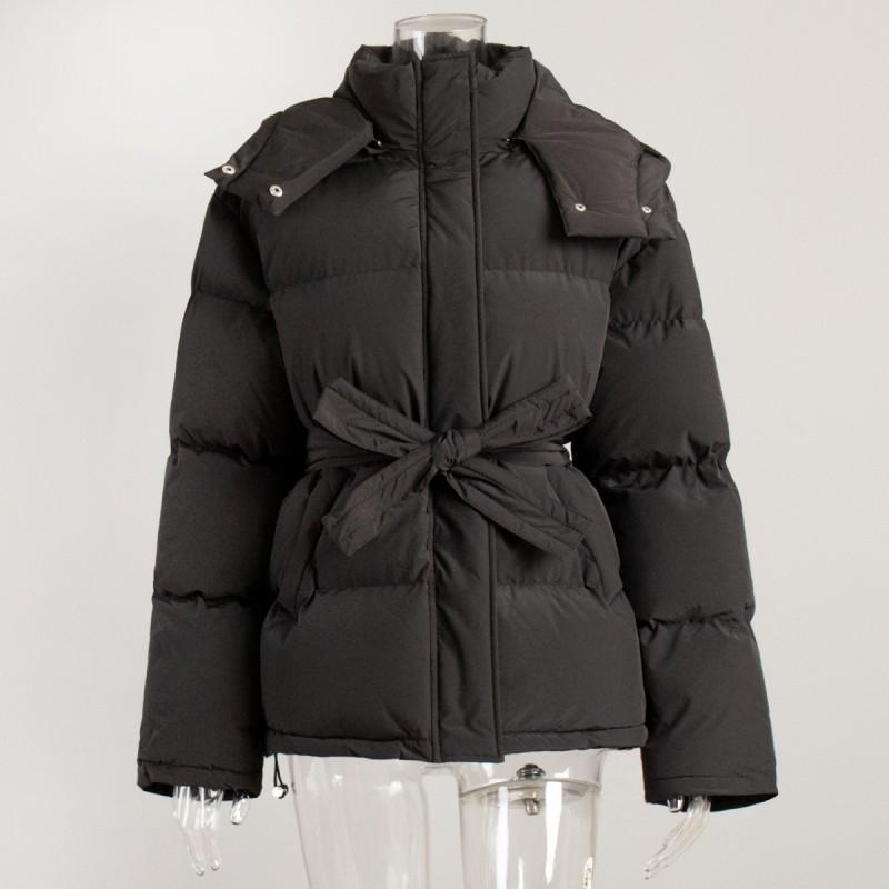 Womens Hooded Cotton Jacket Warm Thick Zip-up Puffer Coat Casual Winter Outwear