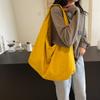 Casual Solid Color Canvas Tote Bag For Women With Large Capacity And Fashionable Stitching For Daily Use