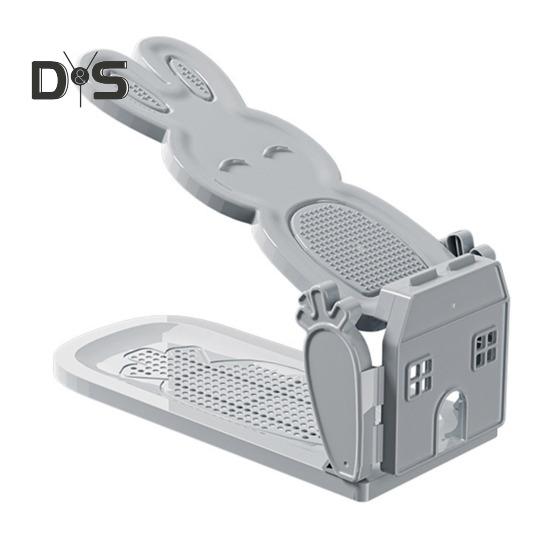 Подставка для обуви, полка для хранения в форме кролика, нескользящая конструкция, двухслойная регулируемая подставка для обуви, тапочки на высоком каблуке, полка-органайзер