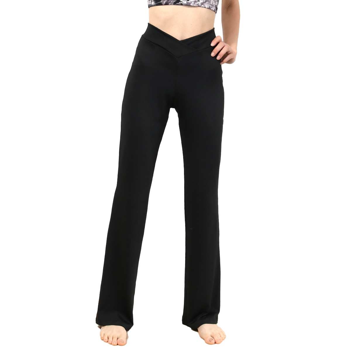 

one Yoga 78cm Inseam pane(t) Women s Pants, Moisture-Wicking, Quick-Drying, Cross-Waist Stretch, Black,