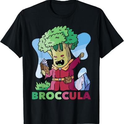 Broccula Dracula-Themed Vegan Halloween Costume Party T-Shirt