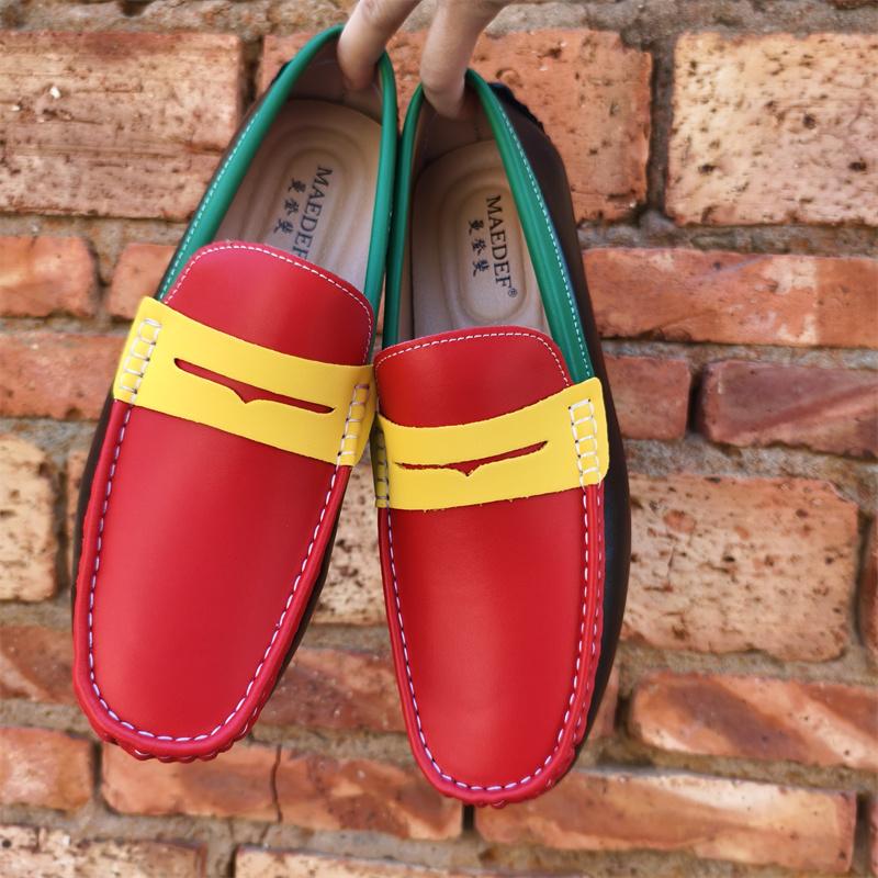 Pánské mokasíny Ručně vyráběné Boty z pravé kůže Ležérní řidičské ploché boty Nazouvací mokasíny Pánské Smíšené barvy Velikost 48 Pánské boty