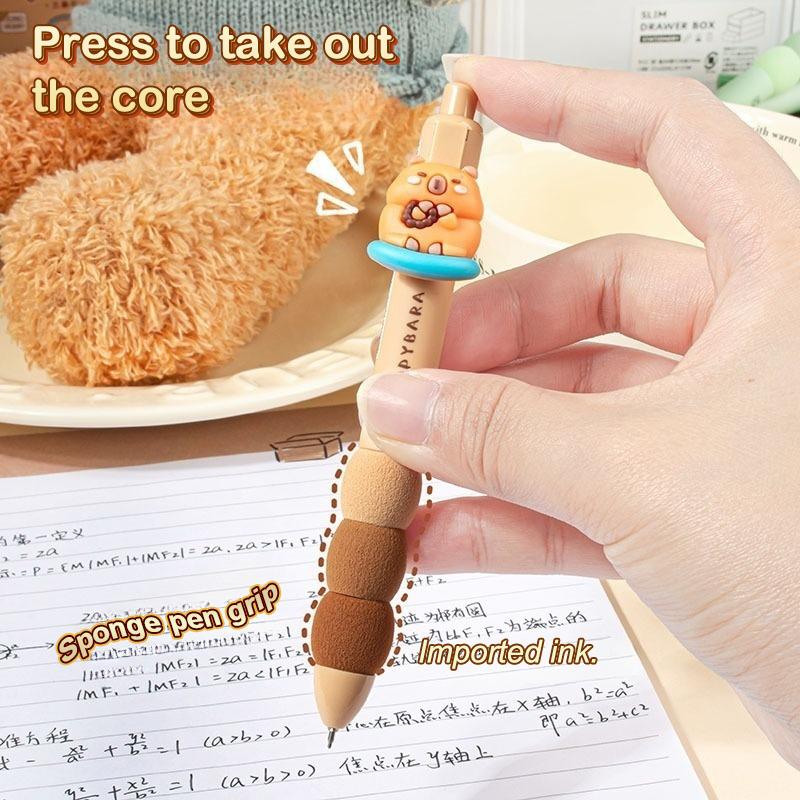 4Pcs Kawaii Capybara Panda Gel Pens Writing Smooth Pens Cartoon Pressing Neutral Pens Aesthetic Stationery Office Supplies Gifts