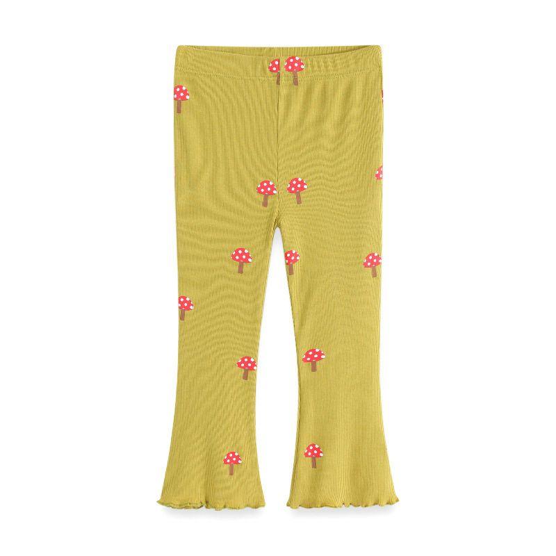 Girls' Leggings, Baby Bell-Bottom Pants, Casual Lazy Style, Mushroom Children's Elastic Waist, Slim Fit, Versatile Yellow Long Pants