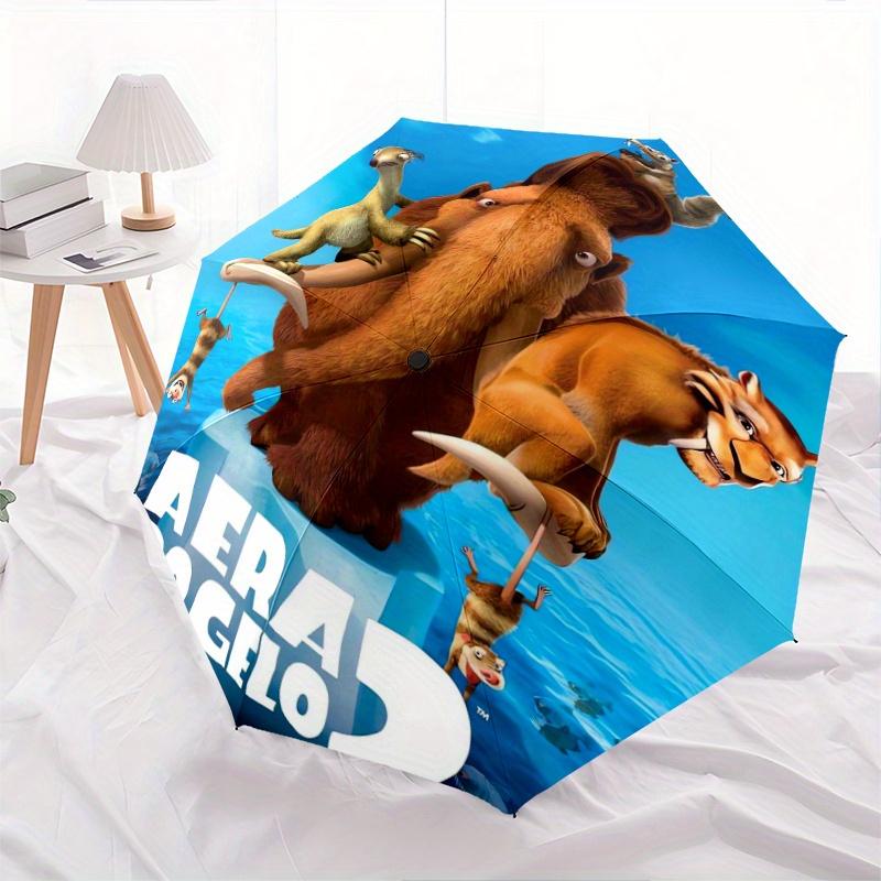 Ice Age 2 Filmposter, robuster Cartoon-Faltschirm, tragbarer 3-fach faltbarer Kompaktschirm für Damen und Herren, geeignet für Reisen oder den täglichen Gebrauch