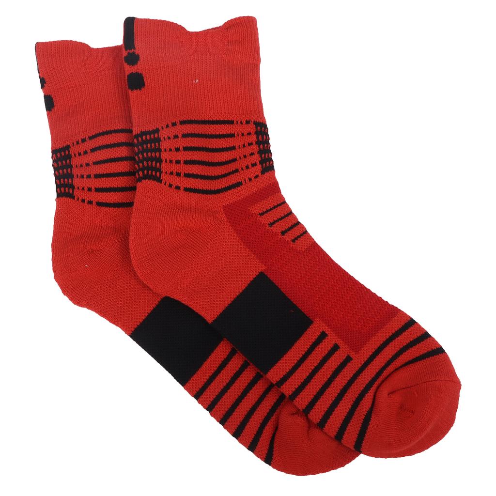 1 Pair Cotton Sports Socks Men Thicken Basketball Breathable No Sweat Running SocksRed