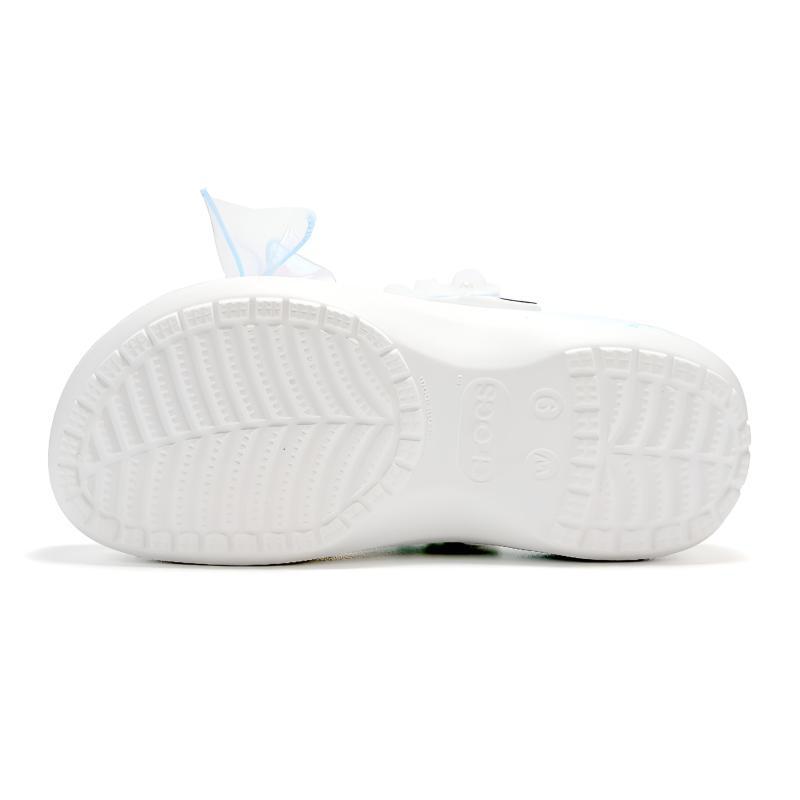 Crocs Classic Platform Clog EVA Sea Salt Dream Rui Crown Hand-painted Lace Cute Hole Shoes Unisex White