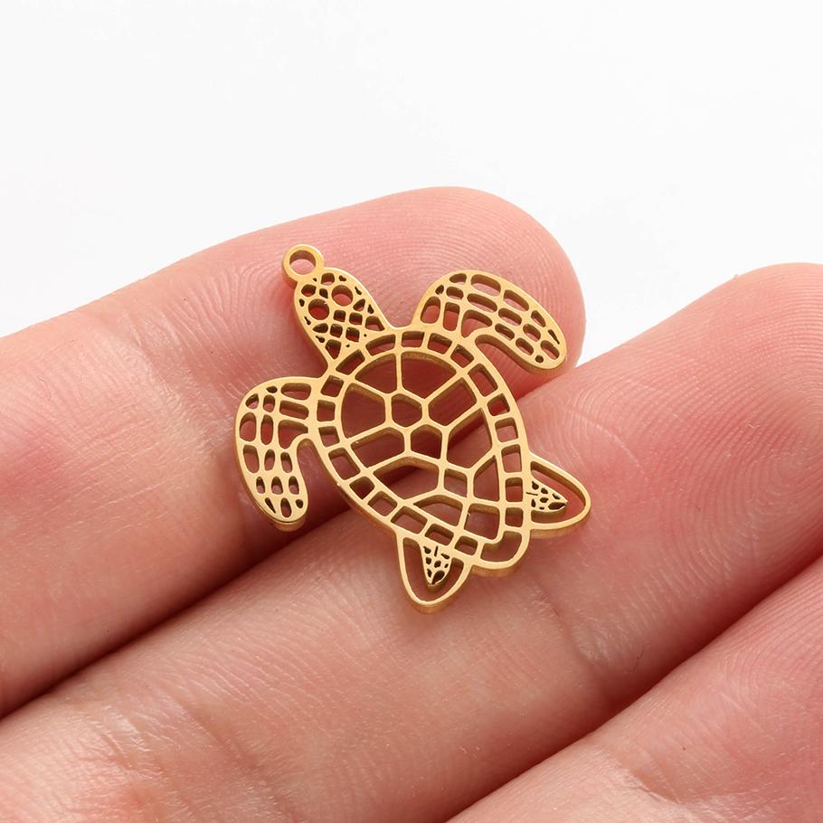 6pcs Fashion Animal Pendant Sea Turtle Tail Horse Stainless Steel Lobster Bird Charms for Jewelry Making Bulk Handmade Keychain