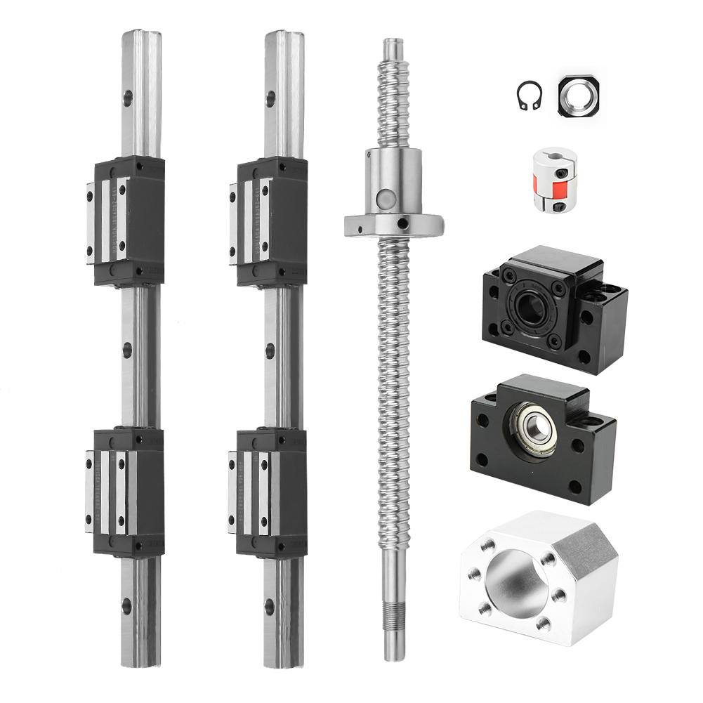 2pcs HGR15 300mm Linear Guide Rail & 1pc RM1605 300mm Ballscrew & BF12 BK12 Kit