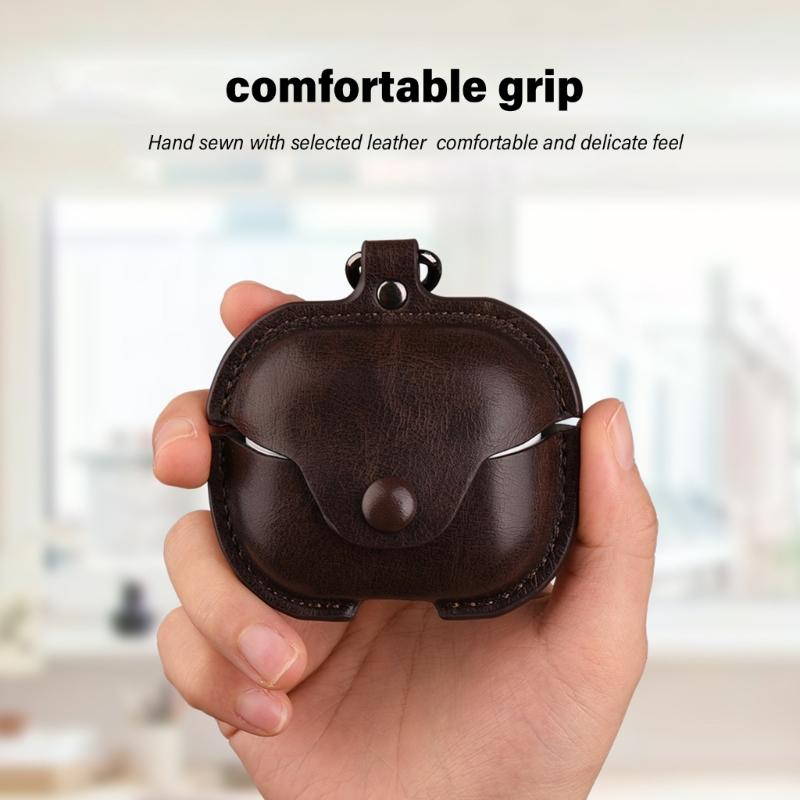 Upgrades Leather Clip Case with Carabiner Elegant Protective Leather Case Earbud Storage Case for Earbud Buds 3/3 