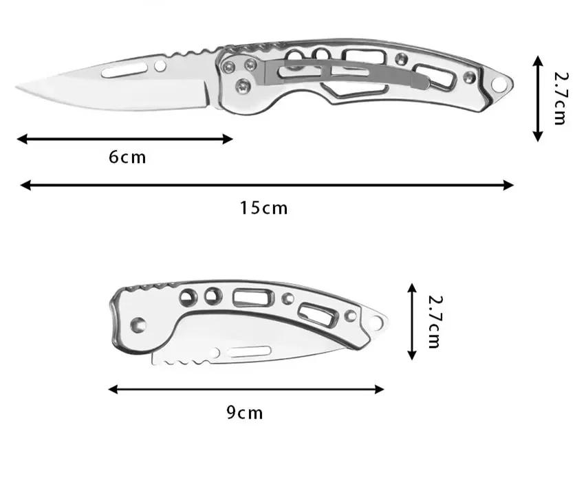 Portable and foldable multifunctional stainless steel with keychain, fruit cutting tools, outdoor mini knives, camping equipment