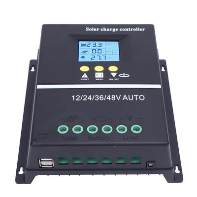 MPPT Solar Charge Controller 60A 12V 24V 36V 48V Auto Maximum 100V Input 2 USB Charging Ports Solar