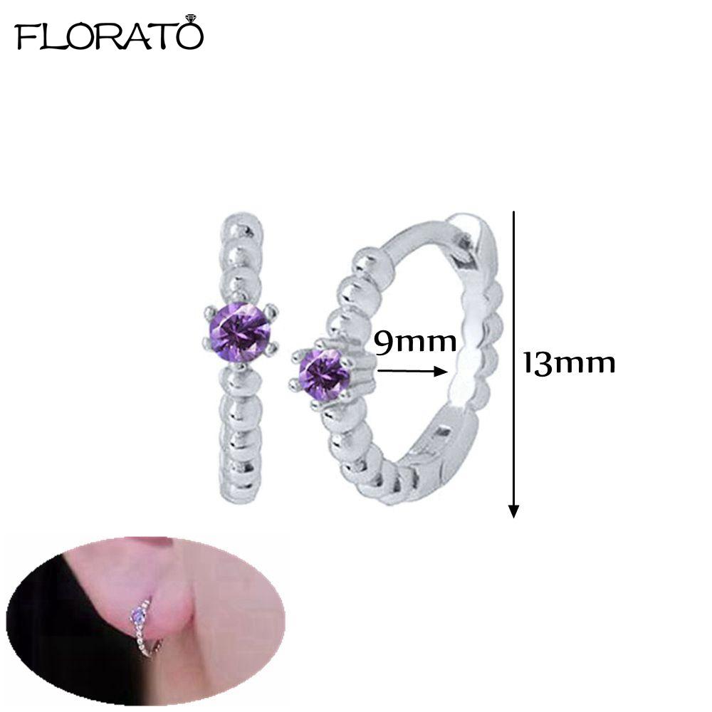 925 Silver Needle Elegant Purple Earrings Exquisite Small Hoop Earrings for Women Fashion Puncture Jewelry Accessories