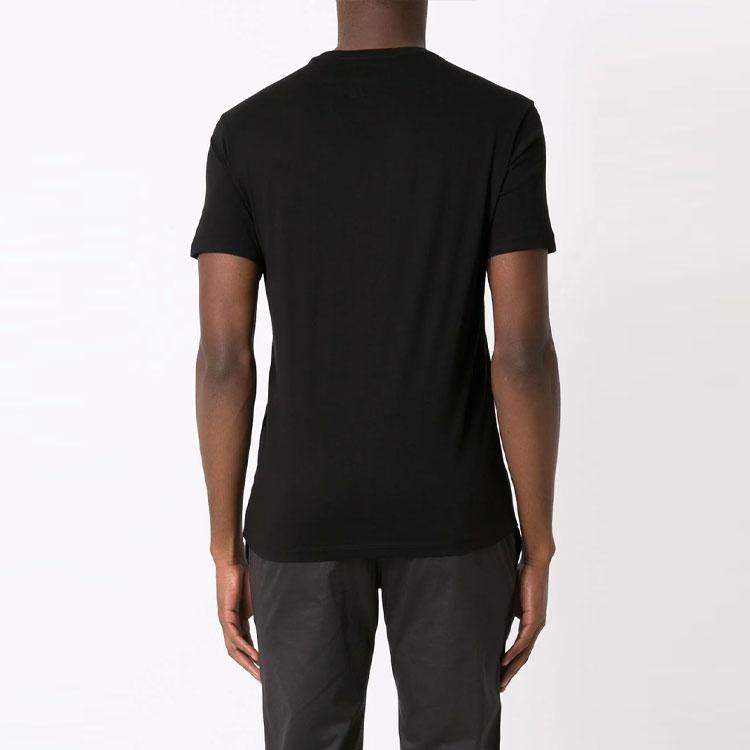 Armani Exchange Solid Color Logo Embroidered Short Sleeve T-Shirt Men Tops Black 8NZTPH-ZJH4Z-1200